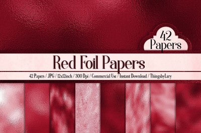 42 Luxury Red Metallic Foil Digital Papers 12 x 12 inch