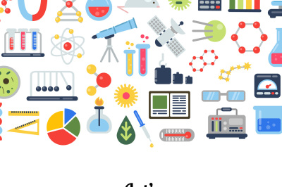 Vector flat style science icons