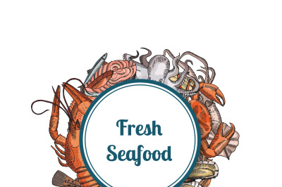 Vector hand drawn seafood elements