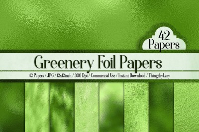 42 Green Metallic Foil Digital Papers 12 x 12 inch