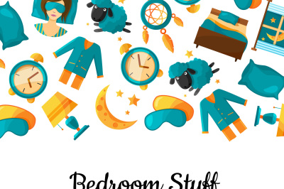 Vector background with cartoon sleep elements and place for text