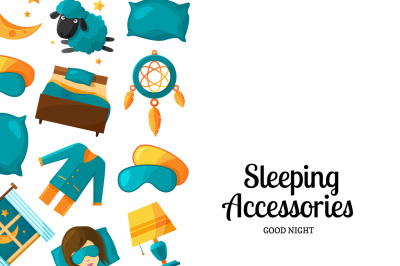 Vector background with cartoon sleep elements and place for text