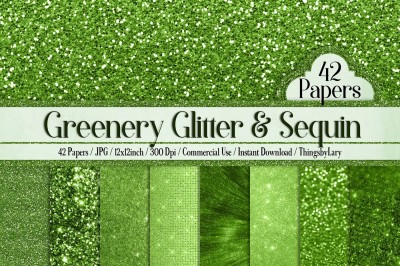 42 Greenery Glitter and Sequin Digital Papers