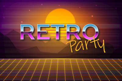 Futuristic background 80s style. Retro party