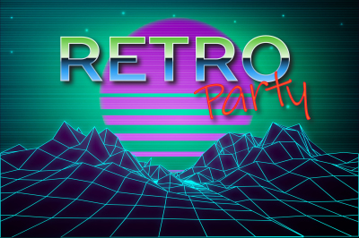 Futuristic background 80s style. Retro party