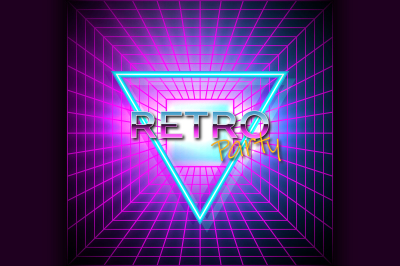 Futuristic background 80s style. Retro party