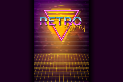 Futuristic background 80s style. Retro party