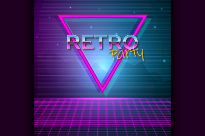 Futuristic background 80s style. Retro party