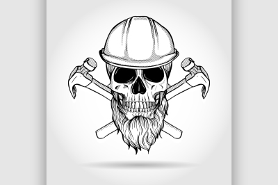 Hand drawn sketch&2C; skull with axes