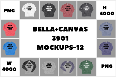 Bella Canvas 3901 Unisex Sweatshirt Mockups Bundle - 12