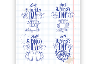 Stickers set for Saint Patricks Day