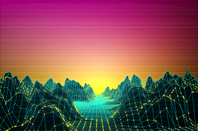 Retro Futuristic background 80s style