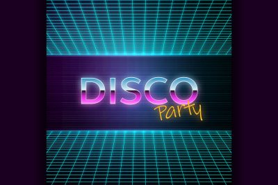 Retro futuristic background 80s style. Disco party