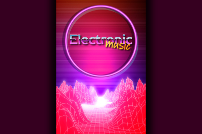 Retro Futuristic background 80s style