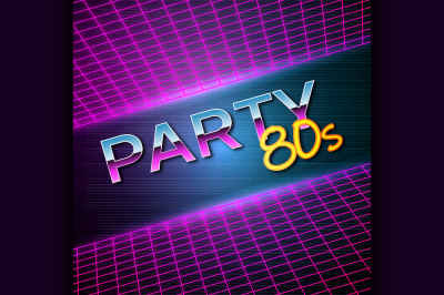 Futuristic background 80s style. Party flyer