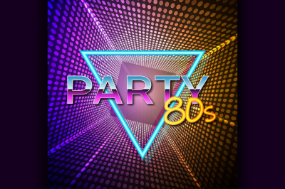 Futuristic background 80s style. Party flyer