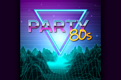 Futuristic background 80s style. Party flyer