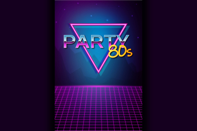 Futuristic background 80s style. Party flyer