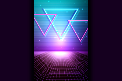 Retro Futuristic background 80s style