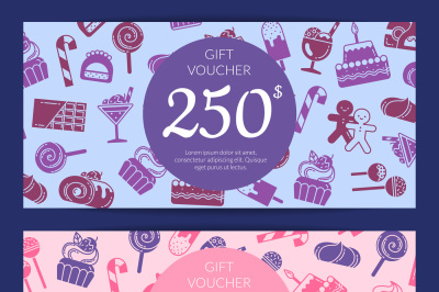 Vector flat style sweets icons voucher