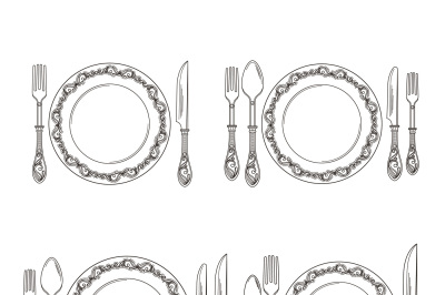 Vector variations of cutlery arrangement set illustration