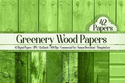 42 Greenery Rustic Wood Texture Digital Papers 12 x 12 inch