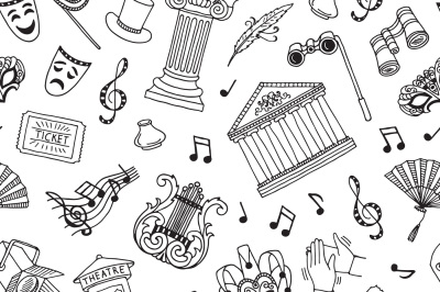 Vector pattern background illustration doodle theatre elements