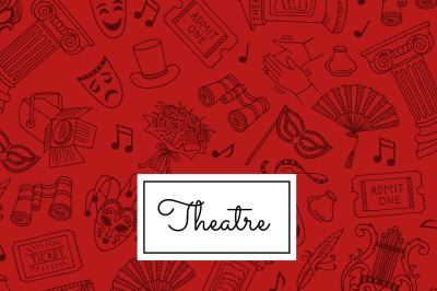 Vector doodle theatre elements background illustration