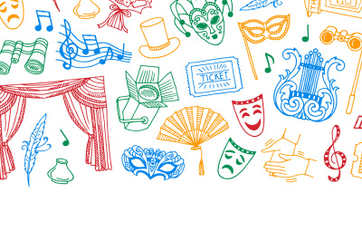 Vector doodle theatre background illustration