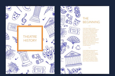 Vector doodle theatre elements card, flyer or brochure