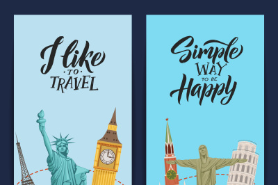 Vector world sights flyer templates for travel agency