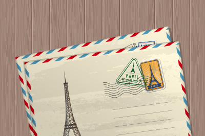 Vector vintage style letters with eiffel tower