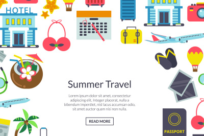 Vector flat travel elements background illustration