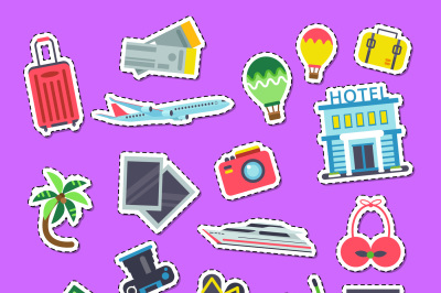 Vector set of flat travel elements stickers