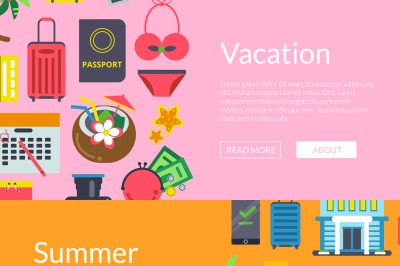 Vector flat travel elements banners illustration