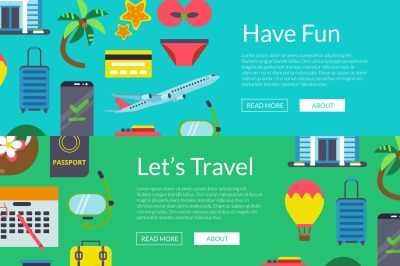 Vector flat travel elements banners illustration