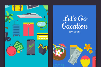 Vector flat travel elements banners illustration