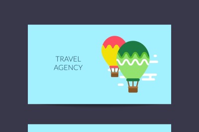 Vector flat travel elements business card template for travel agency