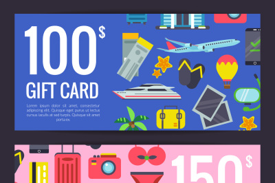 Vector flat travel discount or gift card