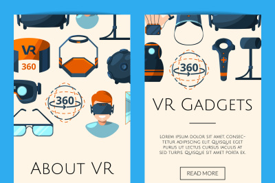 Vector banners illustration with flat style virtual reality elements