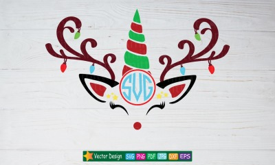 Christmas Unicorn Reindeer SVG