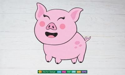 Happy Pig SVG cut file - Cute Pig face svg 
