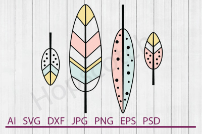 Feather SVG, Feather DXF, Cuttable File