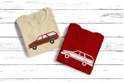 Retro Station Wagon with Wood Paneling | SVG | PNG | DXF | EPS