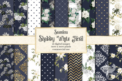 Shabby White Floral Digital Paper