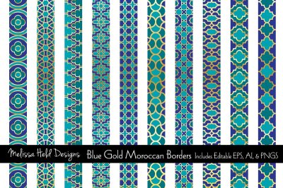 Blue & Gold Moroccan Border Patterns