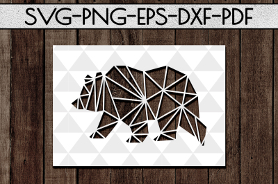Geometric Bear SVG Cutting File, Nursery Papercut, DXF, PDF