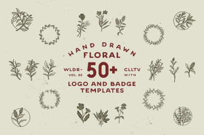 50+ Hand Drawn Floral Logo &amp; Badges
