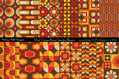 Mod Orange &amp;  Brown Seamless Patterns