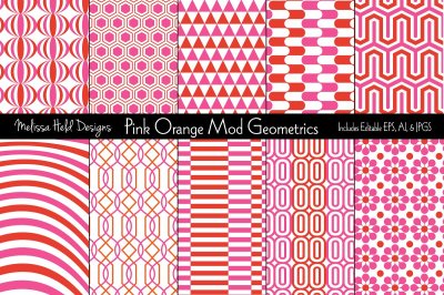 Pink & Orange Mod Geometric Patterns